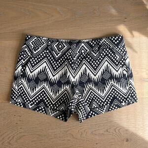 J. Crew Black and Cream Patterned Shorts - Sz. 0